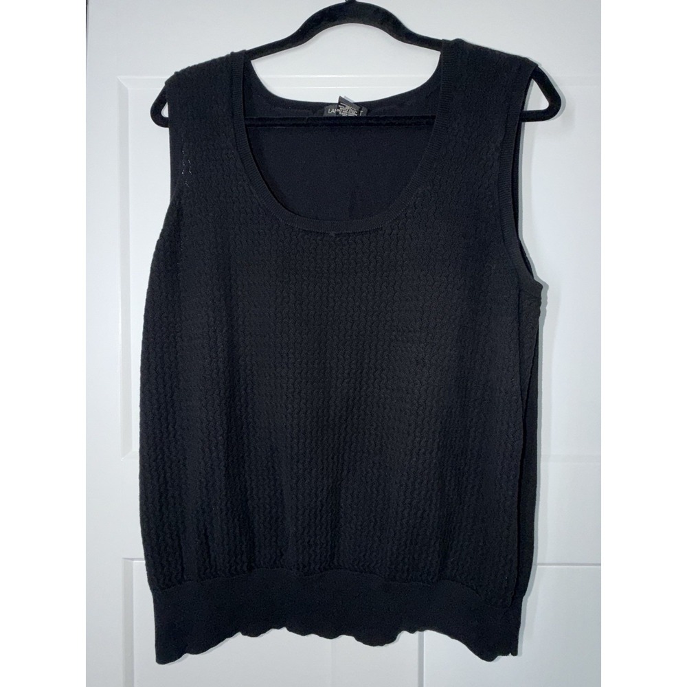 Lane Bryant Sweater Tank Top 22/24 Black Textured Knit Sleeveless Plus Size